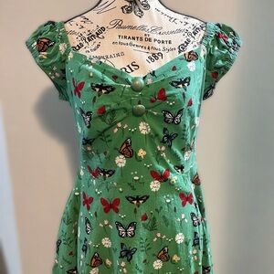 Collectif Green Butterfly Dolores Dress
